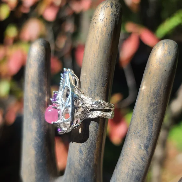 Star Ruby Amethyst & Lolite Sterling ring sz6.5 - Picture 6 of 10